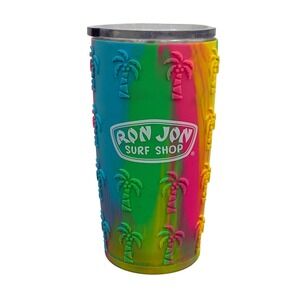 Ron Jon Surf Shop Stainless Steel Tumbler Embossed Palm Trees Insulated 20 oz
